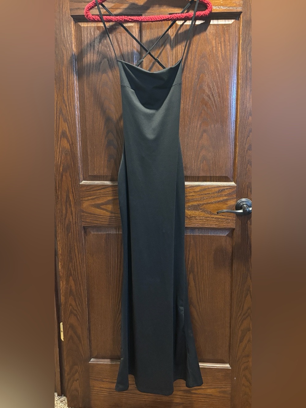 Black Crisscross Strap Slip Maxi Dress